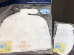 新生児　帽子　ミトン　白のサムネイル
