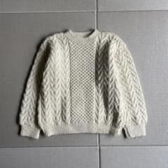 vintage フィッシャーマンニット アランニット 無地 肉厚 編み込みのサムネイル