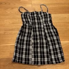 キャミワンピース 黒と白のチェック柄のサムネイル