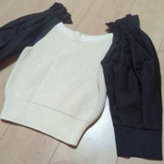 ZARA クロップドニット パフスリーブ 美品 オフショルトップス M 未使用のサムネイル