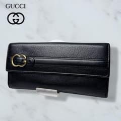 06 美品 GUCCI 長財布 二つ折り財布 ブラック 黒 k0 - メルカリ