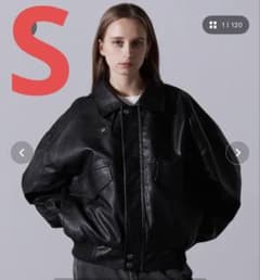 clel sサイズ ヴィンテージデザイン合皮ブルゾン レザージャケット ブラックのサムネイル