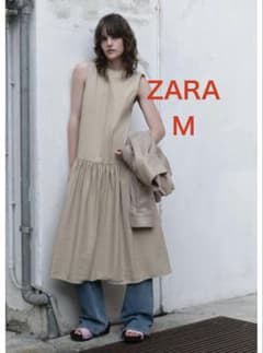 【ZARA 新品未使用タグ付き・完売品】ボリュームメッシュワンピース M 今季完売品 新品タグ付き ZARA ザラ ナイロンワンピース ロング