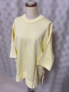 【新品激安】UJOH ウジョー 5分袖 長袖 カットソー 薄黄　イエローのサムネイル