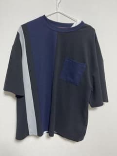 ETELIO 配色デザインTシャツ オーバーサイズ 半袖 ブラック ネイビーのサムネイル