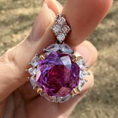 au750刻印極美ピンクパープル 大粒クリスタル 豪華ペンダントトップ 