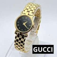美品 稼動 GUCCI グッチ レディース腕時計 3400L ゴールド 黒文字盤