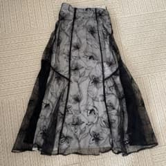 花柄刺繍 レース フレアスカート ロング丈のサムネイル