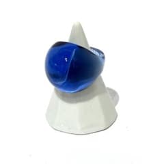 ★ LALIQUE ラリック カボション クリスタル リング 約14号 ブルー ☆ LALIQUE ラリック カボション クリスタル リング 約14号 ブルー