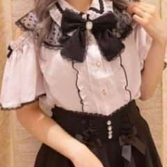 レア！LIZ LISA レースアップケープブラウス ピンク 黒 半袖 リズリサのサムネイル