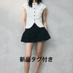 H＆M フロントボタントップス ホワイト XXS タグ付き 新品 ベストのサムネイル