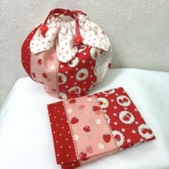 いちご巾着&ティッシュケースお揃いセット③・イチゴ巾着・苺巾着・巾着