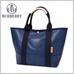 BURBERRY ブルーレーベル トートバッグ ハンドバッグ レザー ネイビー