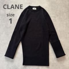 CLANE SLANT CUT KNIT TOPSワンピース ブラック 1