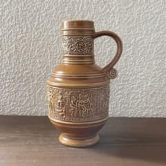 中古品】大理石 壺 花瓶 彫刻 山水画 骨董品 レトロ 古民具 工芸品