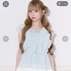 クロスリボンペプラムフリルブラウス apres jourのサムネイル