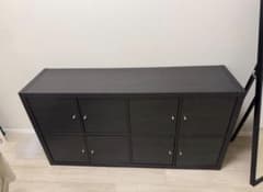 IKEA KALLAX カラックス 8扉付き（ブラックブラウン）77×147cm - メルカリ