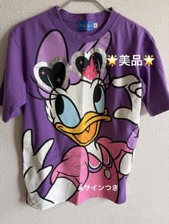 美品!サインつきユニセックス　ディズニーデイジーダック Tシャツのサムネイル