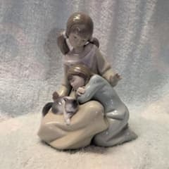 LLADRO リヤドロ 少女と猫 フィギュリン 置物のサムネイル