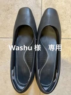 ブラック 合成皮革 低ヒールパンプスのサムネイル