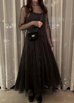 【GRL】ラメチュールワンピース|結婚式二次会オケージョンドレスのサムネイル