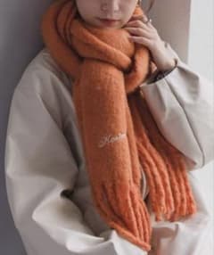 刺繍フリンジマフラー【kastane】 ★オレンジのサムネイル