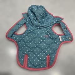 ペットパラダイス　水色ドット柄キルティングレインコート犬服 4Sサイズ