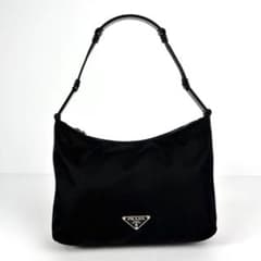 極美品 PRADA プラダ ハーフムーン ショルダーバッグ ナイロン レザー 