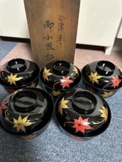 会津塗 蓋付吸物椀 5客セット 紅葉蒔絵 - メルカリ