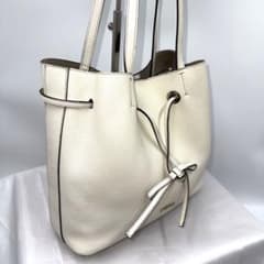 ✨美品✨フルラ コスタンザ トートバッグ 本革 アイボリー 巾着 リボン 