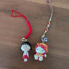 ちびまる子ちゃん ご当地　沖縄限定シーサーハローキティ ストラップ 2点セットのサムネイル