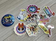 パワーパフガールズ 刺繍缶バッジとステッカー 8枚セットのサムネイル