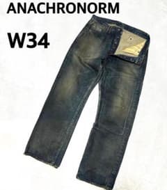 希少 ANACHRONORM ダメージ加工デニム セルビッチ シンチバック 34 希少 ANACHRONORM ダメージ加工デニム セルビッチ シンチバック 34