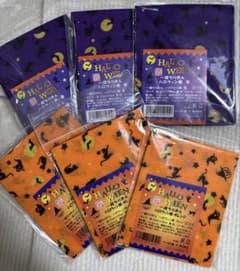一越ちりめん ハロウィン柄 6枚セット　 オレンジ×3点&紫×3点のサムネイル