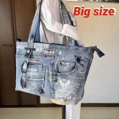 デニムリメイクバック Big size ショルダー トートバッグ ハンドメイド