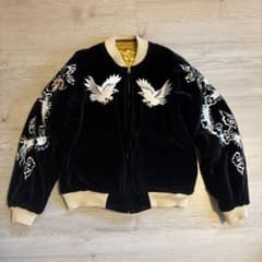 希少 ヴィンテージ スカジャン 別珍 鷲刺繍 リバーシブル 60～70s YBS