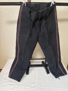 刺し子消防ズボン　紐付き 黒地 赤ライン