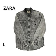 ZARA グレー デニムジャケット Lサイズのサムネイル