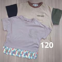 120cm ブラウン Tシャツ ポケット付き2枚セット 半袖のサムネイル