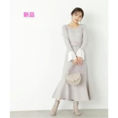 新品☆レイヤード風フレアースリーブニットワンピースのサムネイル