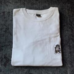 00s AVIREX ロンT 猫 刺繍しっかりコットン ポケット 白 古着 希少 
