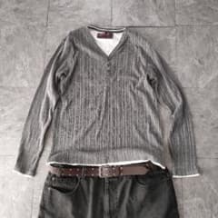 archive layered rib henley tee y2k u - メルカリ