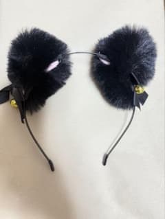 猫耳 カチューシャ 黒 ブラック コスプレのサムネイル