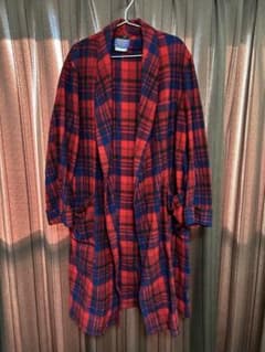 PENDLETON 赤×紺 チェックロングコート/ヴィンテージガウンのサムネイル