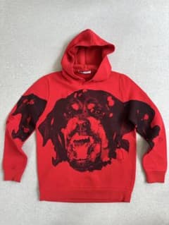 ジバンシー ロットワイラー 顔プリント 赤 フードスウェット - メルカリ