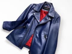 本革ラムレザー】BIJOU ダブルライダースジャケット ネイビー S - メルカリ