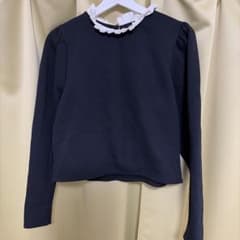 ZARA 黒 フリル襟 トレーナー Sのサムネイル