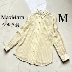 MaxMara シルク混 ストライプ 長袖シャツ 白タグ ヴィンテージ - メルカリ