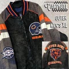 レアXL☆EURO輸入90s】NFLシカゴべアーズ両面刺繍レザースタジャン