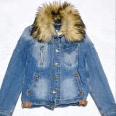 archive Y2K 鬼ファー 短丈 デニムジャケット お兄系 ボア 00s - メルカリ